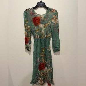 Floral green Zara dress, see-through, size small